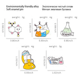 Cartoon Science Enamel Pins Set Chemistry Molecule Brooches Gift