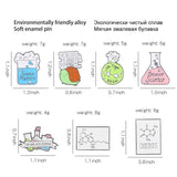 Cartoon Science Enamel Pins Set Chemistry Molecule Brooches Gift
