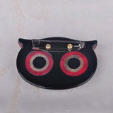 Red Owl Round Brooch Acrylic Jewelry Lady Children Men Banquet Party Daily Chest