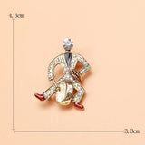 Drum Men Brooches Vintage Rhinestone Music Instruments Figure