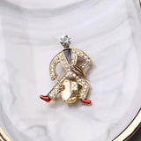 Drum Men Brooches Vintage Rhinestone Music Instruments Figure