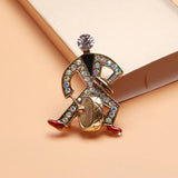 Drum Men Brooches Vintage Rhinestone Music Instruments Figure