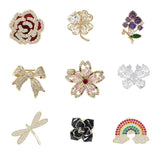 Crystal Copper Flower Brooch Wedding Pin Women