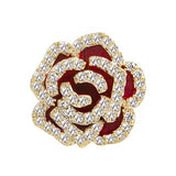 Crystal Copper Flower Brooch Wedding Pin Women