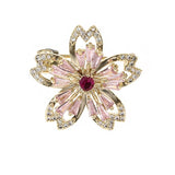 Crystal Copper Flower Brooch Wedding Pin Women