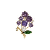 Crystal Copper Flower Brooch Wedding Pin Women