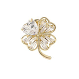 Crystal Copper Flower Brooch Wedding Pin Women