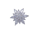 Crystal Copper Flower Brooch Wedding Pin Women