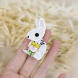 Acrylic Rabbit Patch Brooch for Women Girls Dress Bag Ornaments