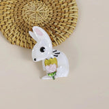 Acrylic Rabbit Patch Brooch for Women Girls Dress Bag Ornaments