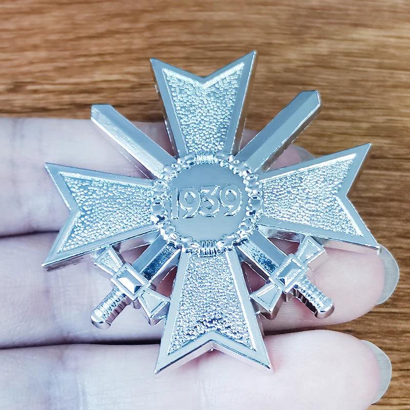 Sword 1939 Cross Metal Pin Gothic Military Brooch Stylish Men's Jackets