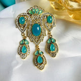 Vintage Palace Pendant Brooches Pins Resin Baroque High Crystal Badges