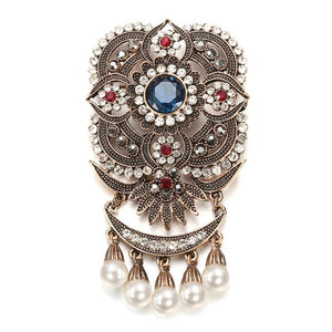 Kinel Ethnic Wedding Flower Bead Brooch Pin Old Vintage Indian Jewlery Pearl Bro