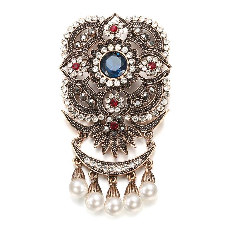 Kinel Ethnic Wedding Flower Bead Brooch Pin Old Vintage Indian Jewlery Pearl Bro