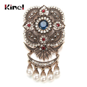 Kinel Ethnic Wedding Flower Bead Brooch Pin Old Vintage Indian Jewlery Pearl Bro