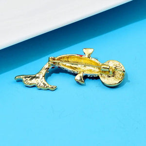 Rhinestone Carp and Chinese Coins Brooches for Women Lucky Animal Pin