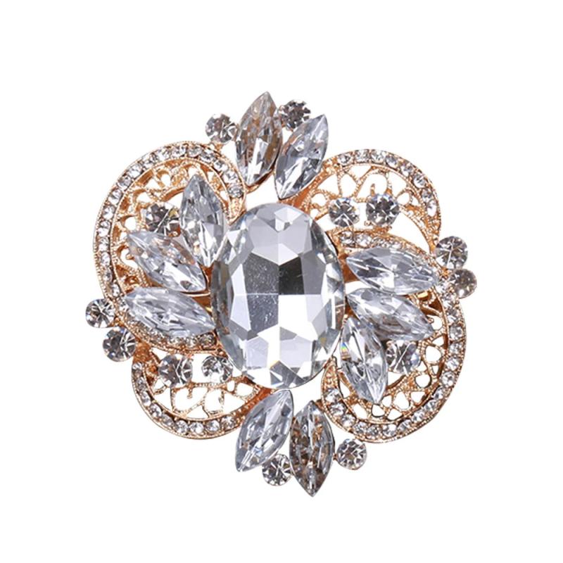Beaut&Berry Baroque Rhinestone Glass Brooch Women's Office Party Accessories