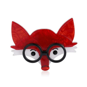 Fox Shape Acrylic Glasses Brooch Women Kid Animal Cartoon Pins DIY Adornment