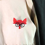 Fox Shape Acrylic Glasses Brooch Women Kid Animal Cartoon Pins DIY Adornment
