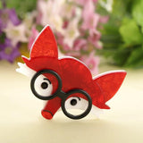 Fox Shape Acrylic Glasses Brooch Women Kid Animal Cartoon Pins DIY Adornment