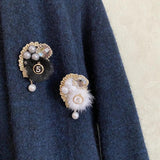 Baroque Pearl Rhinestone Brooch Pin Retro Women's Accessory