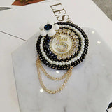 Rabbit Fur Charm Pearl Brooch - Women Fringe Flower Rhinestone Fur