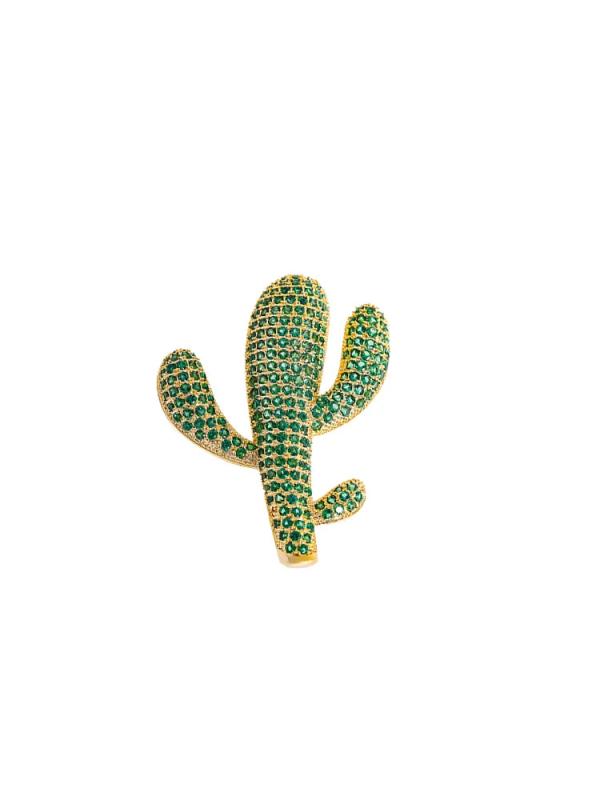 Green Cactus Plant Brooch Wedding Party Dress Coat Decoration