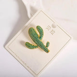 Green Cactus Plant Brooch Wedding Party Dress Coat Decoration
