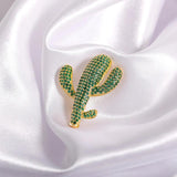 Green Cactus Plant Brooch Wedding Party Dress Coat Decoration