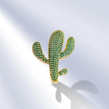 Green Cactus Plant Brooch Wedding Party Dress Coat Decoration