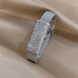 Rhinestone Silver Strap Steel Bangles Bracelet Charm Jewelry Gift