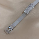 Rhinestone Silver Strap Steel Bangles Bracelet Charm Jewelry Gift