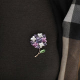 Enamel Purple Red Lilac Flower Brooches For Women Suit Collar Clip