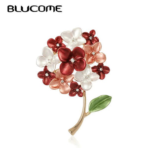 Enamel Purple Red Lilac Flower Brooches For Women Suit Collar Clip