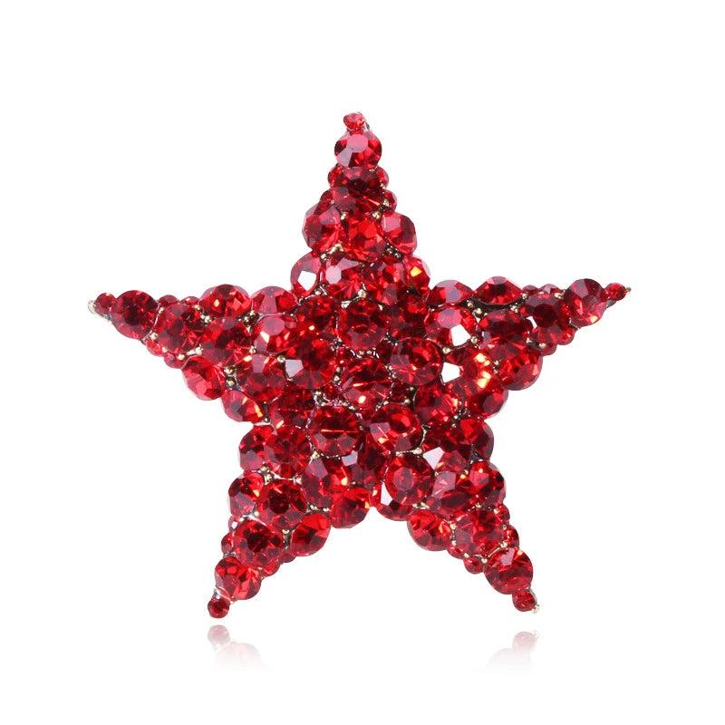 Red Star Christmas Brooch for Women Kids Sweater Bag Hijab Pins
