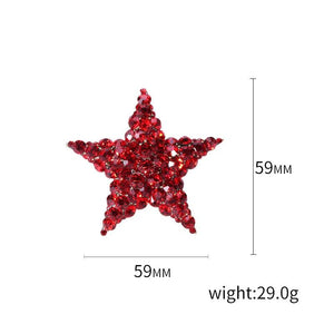 Red Star Christmas Brooch for Women Kids Sweater Bag Hijab Pins