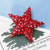 Red Star Christmas Brooch for Women Kids Sweater Bag Hijab Pins