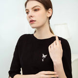 Cubic Zircon Double Butterfly Tassel Pendant Copper Brooch