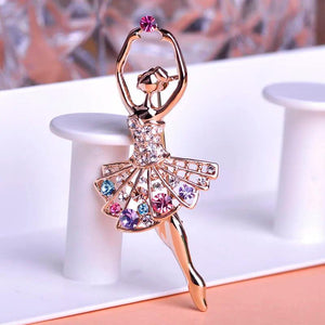 Crystal Ballet Girl Brooch Women Dress Jewelry Gift