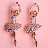 Crystal Ballet Girl Brooch Women Dress Jewelry Gift