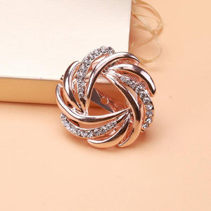 Vintage Rhinestone Flower Pearl Crystal Scarf Ring Style Pins Shawl Clip