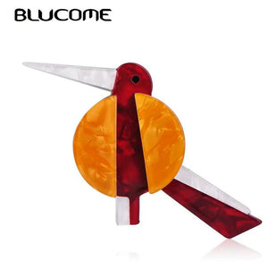 Colorful Acrylic Bird Shape Brooch Jewelry Lapel Pin for Women