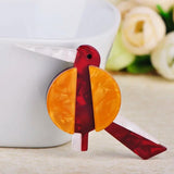Colorful Acrylic Bird Shape Brooch Jewelry Lapel Pin for Women