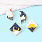 Cherry Blossoms Alien Enamel Pins Set - Math Science Brooch Lapel Badges