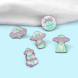 Cherry Blossoms Alien Enamel Pins Set - Math Science Brooch Lapel Badges