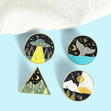 Cherry Blossoms Alien Enamel Pins Set - Math Science Brooch Lapel Badges
