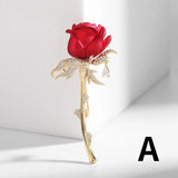 Tulip Rose Brooch for Women Zircon Corsage Pin Dress Jewelry