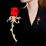 Tulip Rose Brooch for Women Zircon Corsage Pin Dress Jewelry