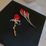 Tulip Rose Brooch for Women Zircon Corsage Pin Dress Jewelry