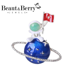 Beaut&Berry Enamel Astronaut Brooches Space Travel Cosmonaut Figure Brooch